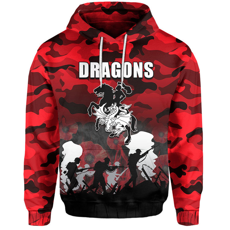 (Custom Personalised) NRL Anzac Day Hoodie Dragons Army Style LT6 - Vibe Hoodie Shop