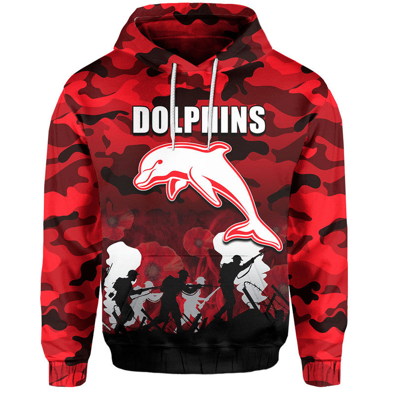 (Custom Personalised) NRL Anzac Day Hoodie Dolphins Army Style LT6 - Vibe Hoodie Shop