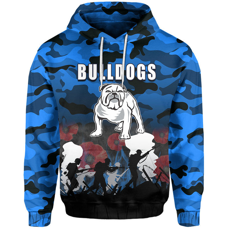 (Custom Personalised) NRL Anzac Day Hoodie Bulldogs Army Style LT6 - Vibe Hoodie Shop