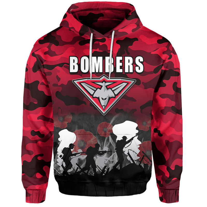 (Custom Personalised) AFL Anzac Day Hoodie Bombers Army Style LT6 - Vibe Hoodie Shop