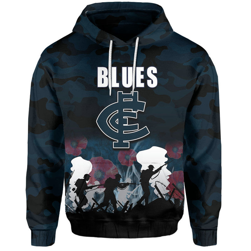(Custom Personalised) AFL Anzac Day Hoodie Blues Army Style LT6 - Vibe Hoodie Shop