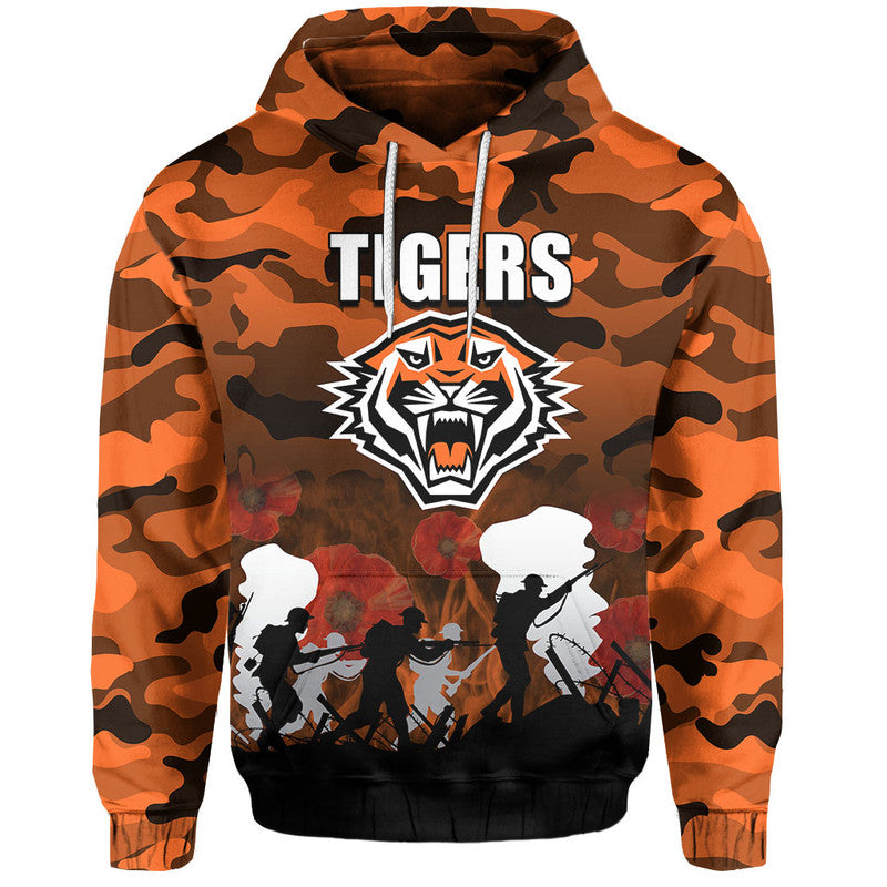 (Custom Personalised) NRL Anzac Day Hoodie Tigers Army Style LT6 - Vibe Hoodie Shop