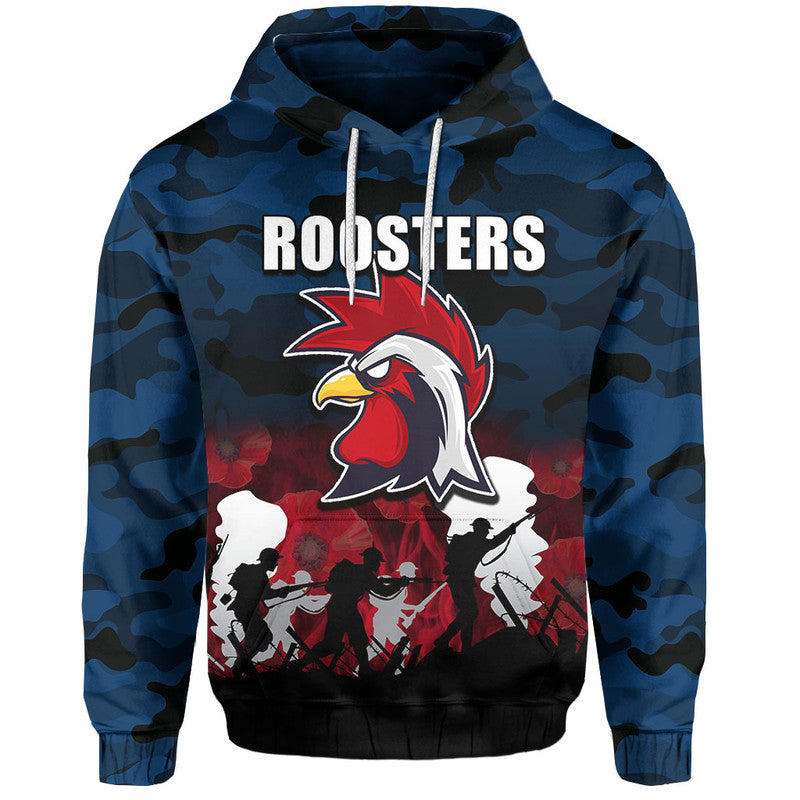 (Custom Personalised) NRL Anzac Day Hoodie Roosters Army Style LT6 - Vibe Hoodie Shop