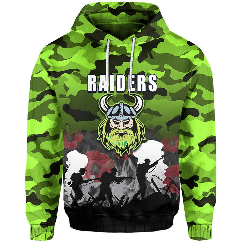 (Custom Personalised) NRL Anzac Day Hoodie Raiders Army Style LT6 - Vibe Hoodie Shop