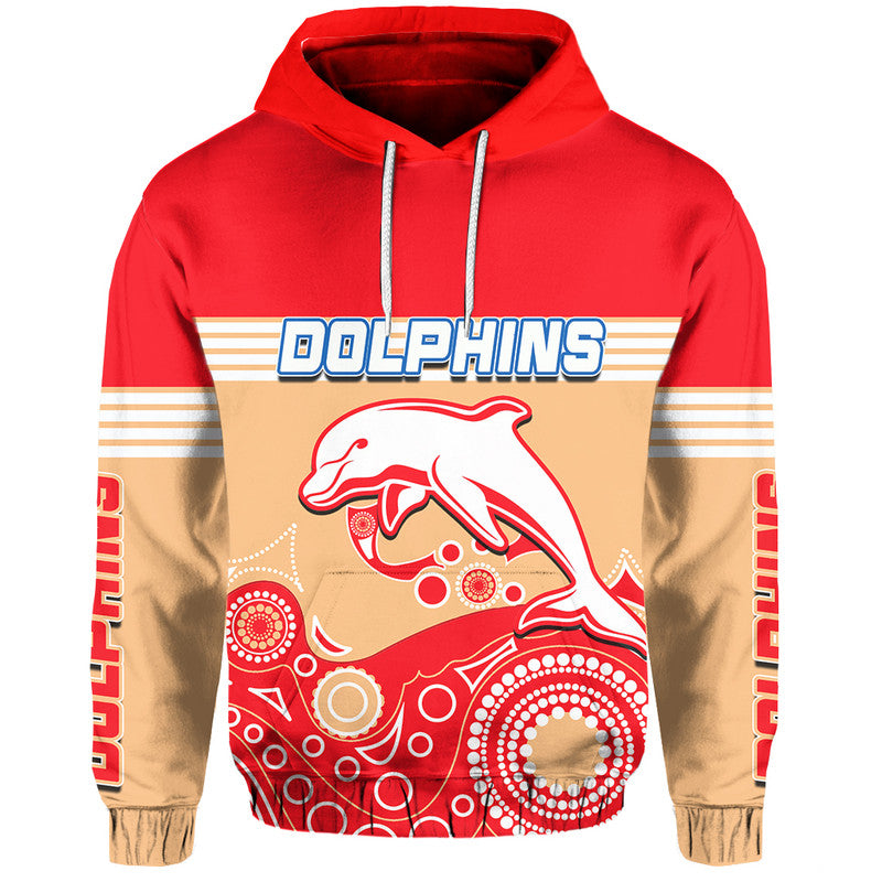 (Custom Personalised) Dolphins Rugby Hoodie Aboriginal Simple LT6 - Vibe Hoodie Shop