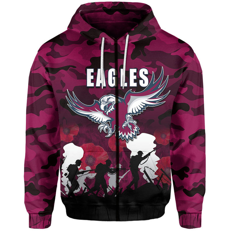 (Custom Personalised) NRL Anzac Day Hoodie Sea Eagles Army Style LT6 - Vibe Hoodie Shop