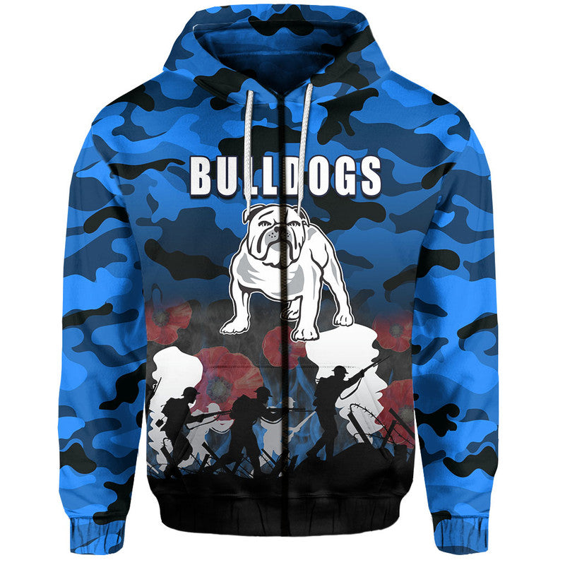 (Custom Personalised) NRL Anzac Day Hoodie Bulldogs Army Style LT6 - Vibe Hoodie Shop