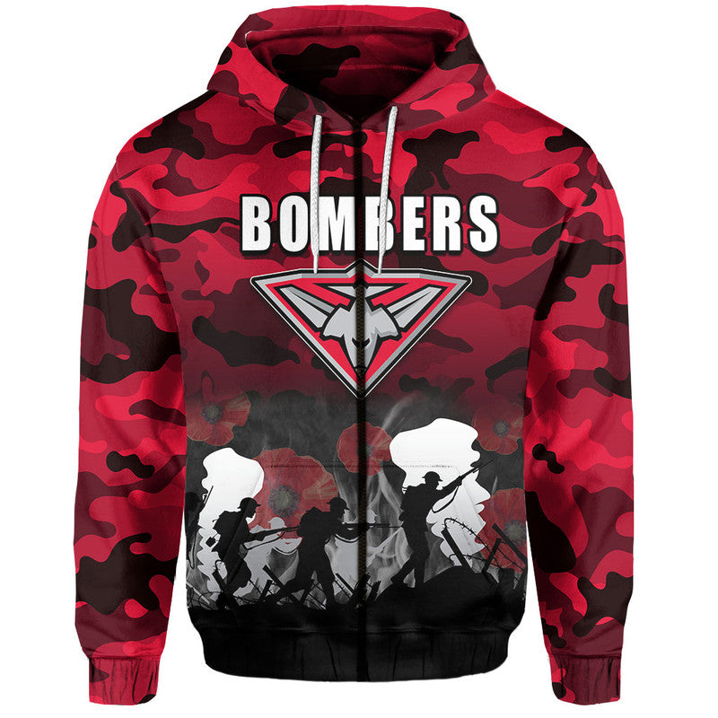 (Custom Personalised) AFL Anzac Day Hoodie Bombers Army Style LT6 - Vibe Hoodie Shop