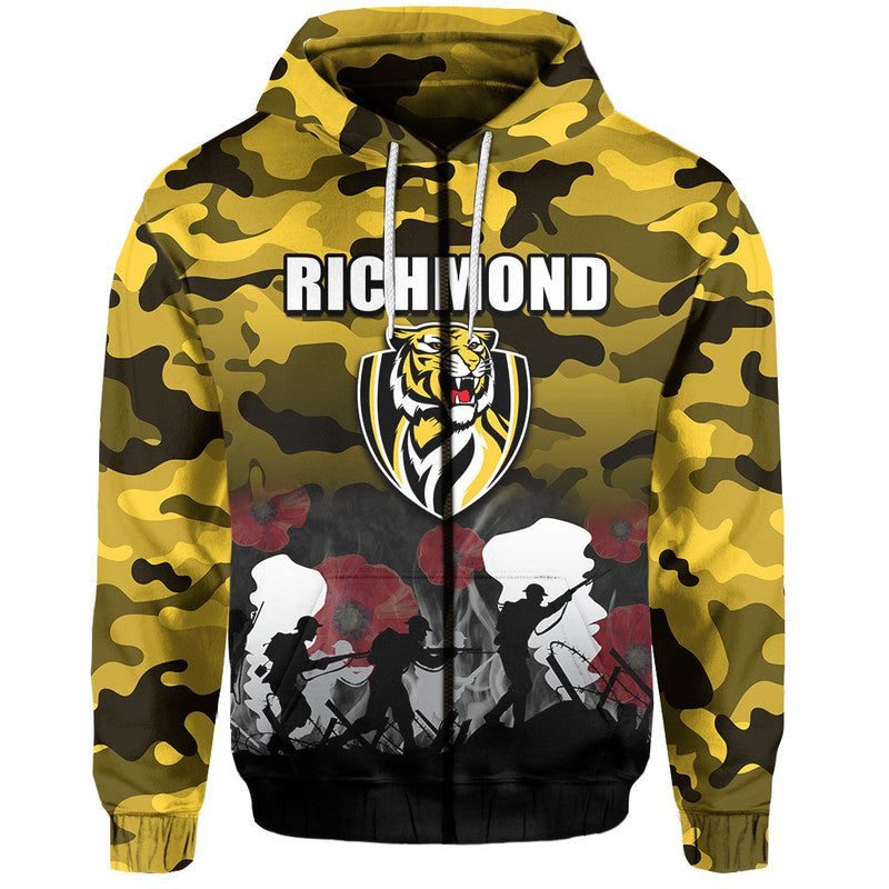 (Custom Personalised) AFL Anzac Day Hoodie Richmond Army Style LT6 - Vibe Hoodie Shop
