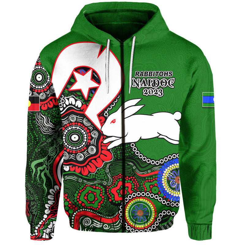 Rabbbitohs Rugby Hoodie NAIDOC 2023 Patterns LT6 - Vibe Hoodie Shop