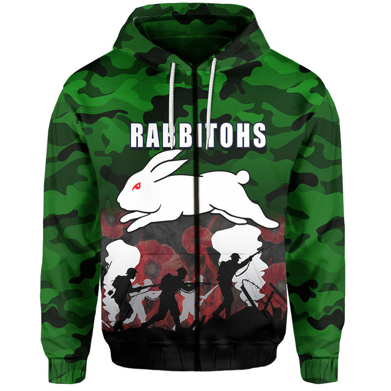 (Custom Personalised) NRL Anzac Day Hoodie Rabbbitohs Army Style LT6 - Vibe Hoodie Shop