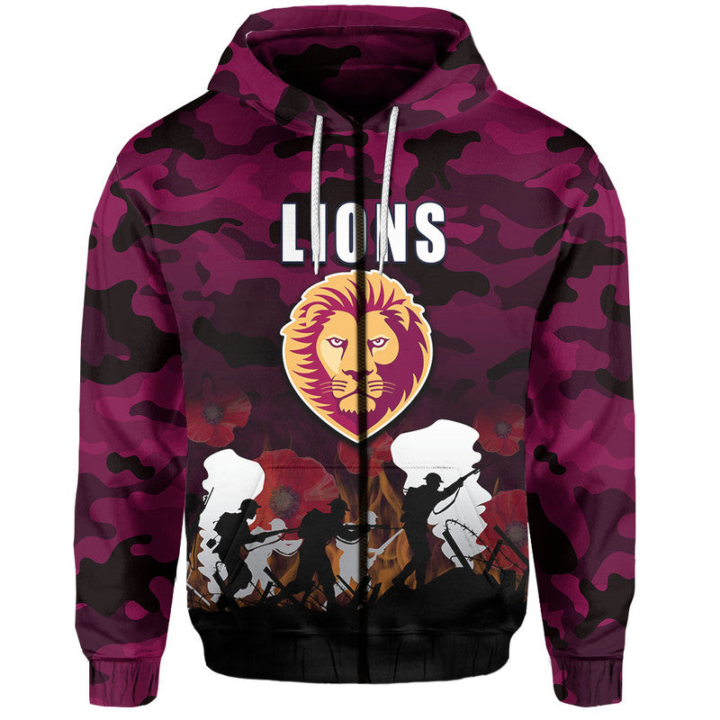(Custom Personalised) AFL Anzac Day Hoodie Lions Army Style LT6 - Vibe Hoodie Shop