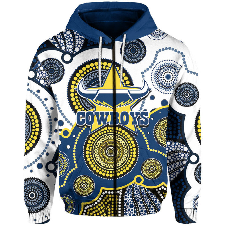 (Custom Personalised And Number) Cowboys Rugby Hoodie Aboriginal LT6 - Vibe Hoodie Shop