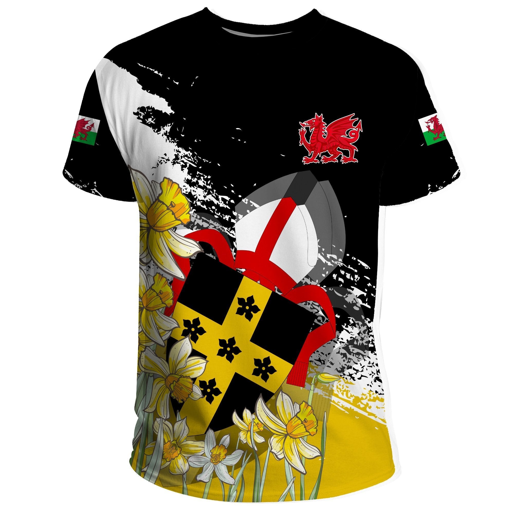 Wales T shirt Saint David Dragon Flag - Vibe Hoodie Shop