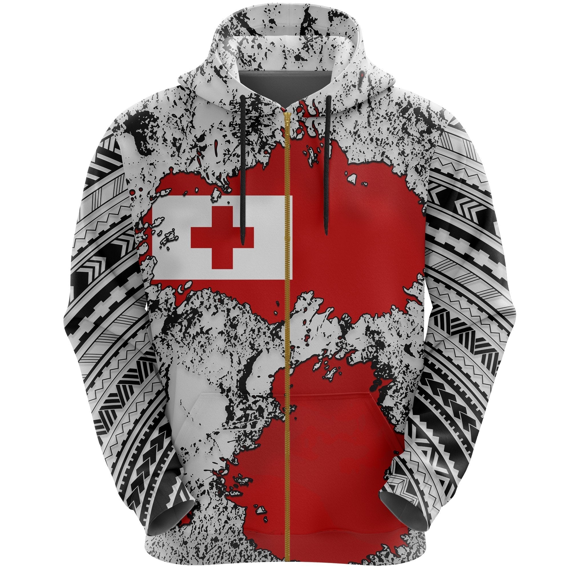 Zip Up Hoodie Tonga Tonga Polynesian Splatters Style - Vibe Hoodie Shop