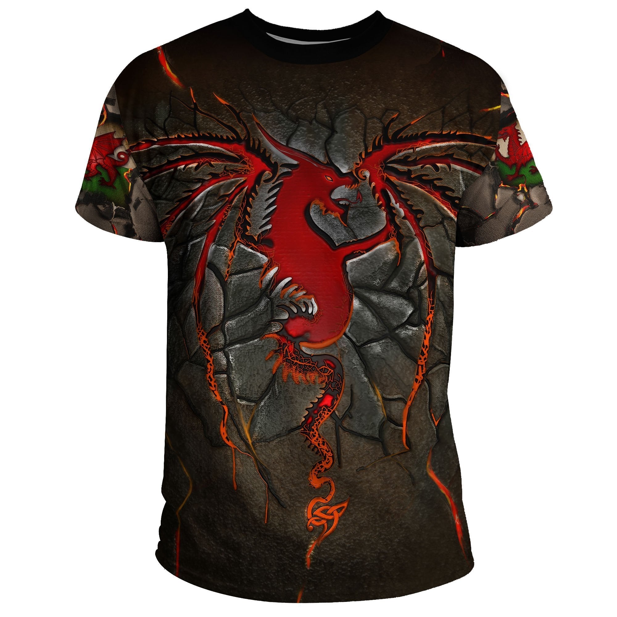 Wales T shirts, Welsh Dragon Lava Style - Vibe Hoodie Shop