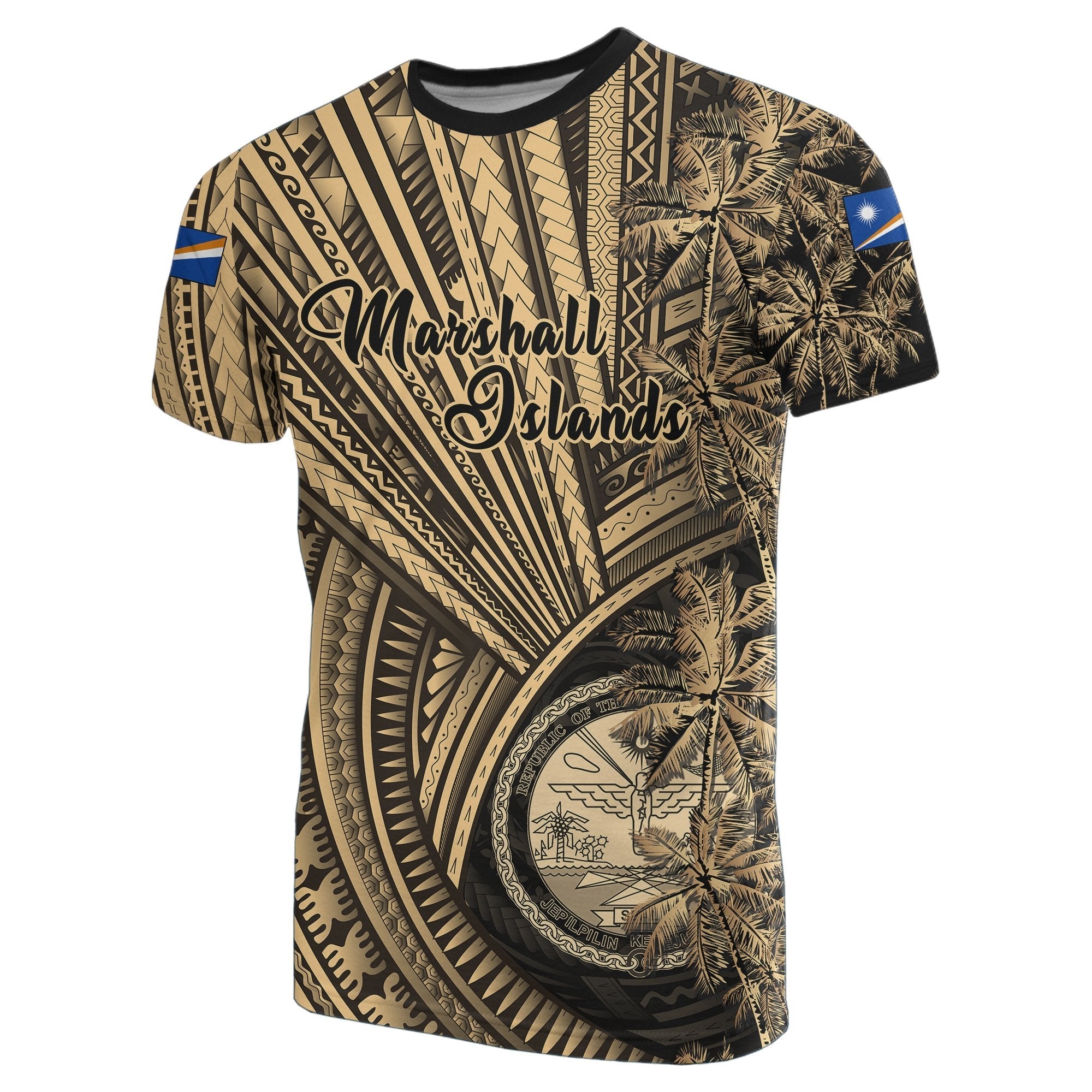 Marshall Islands T shirt Polynesian with Coconut Tree - Vibe Hoodie Shop