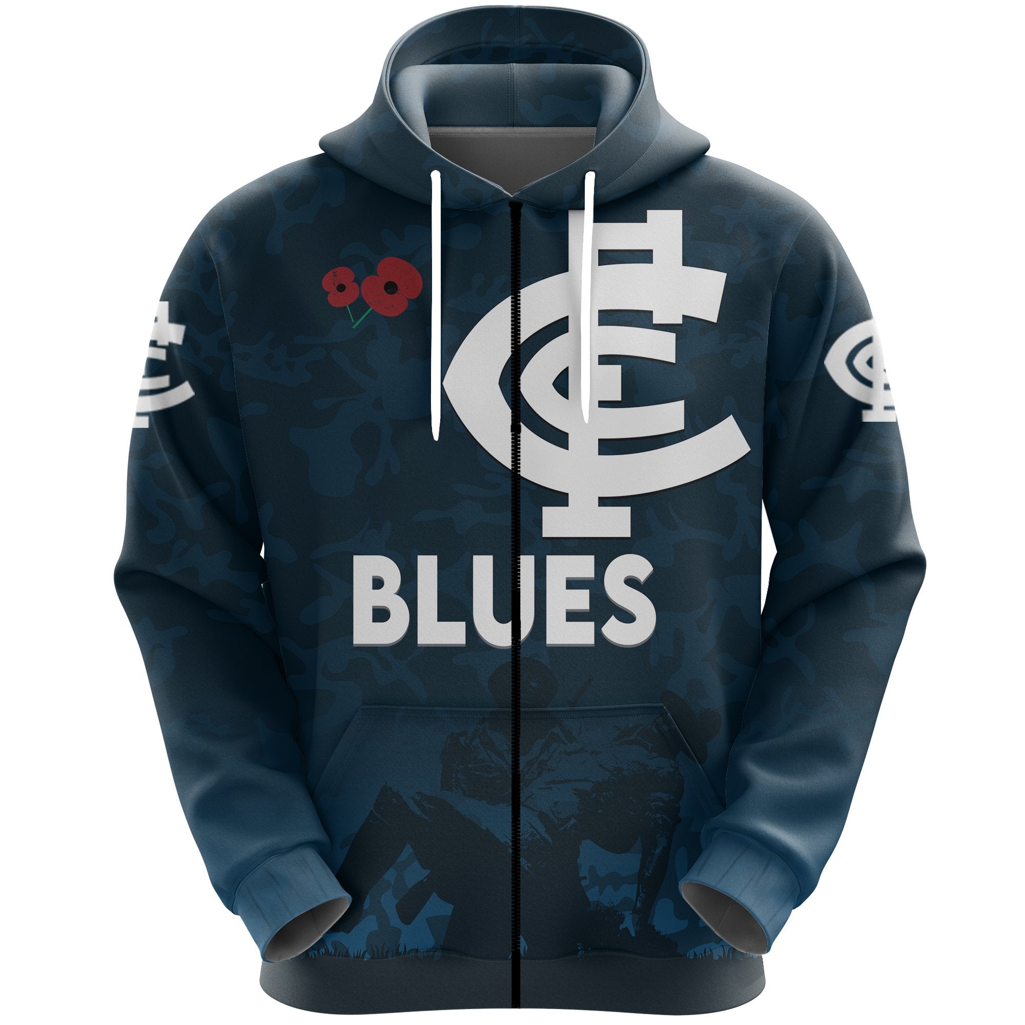 Australia Zip Hoodie Carlton Blues ANZAC Day - Vibe Hoodie Shop