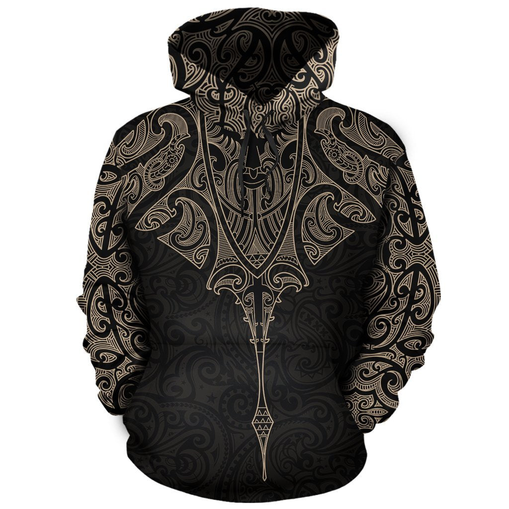 New Zealand Hoodie Manta Maori Ta Moko Gold - Vibe Hoodie Shop