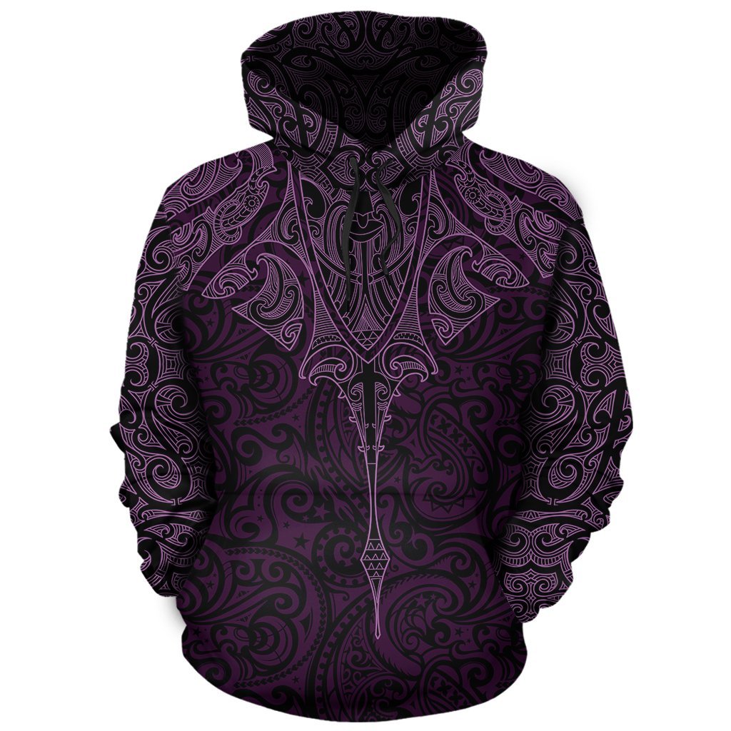 New Zealand Hoodie Manta Maori Ta Moko Purple - Vibe Hoodie Shop