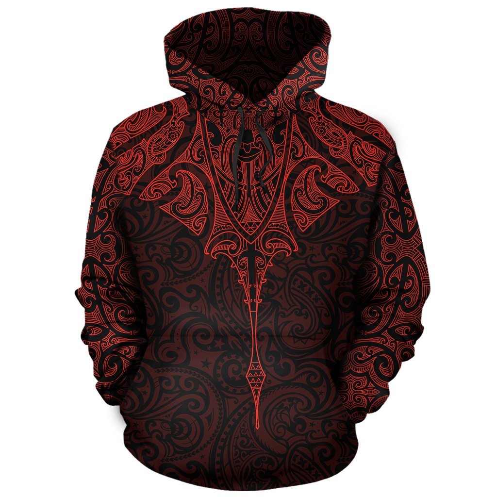 New Zealand Hoodie Manta Maori Ta Moko Red - Vibe Hoodie Shop