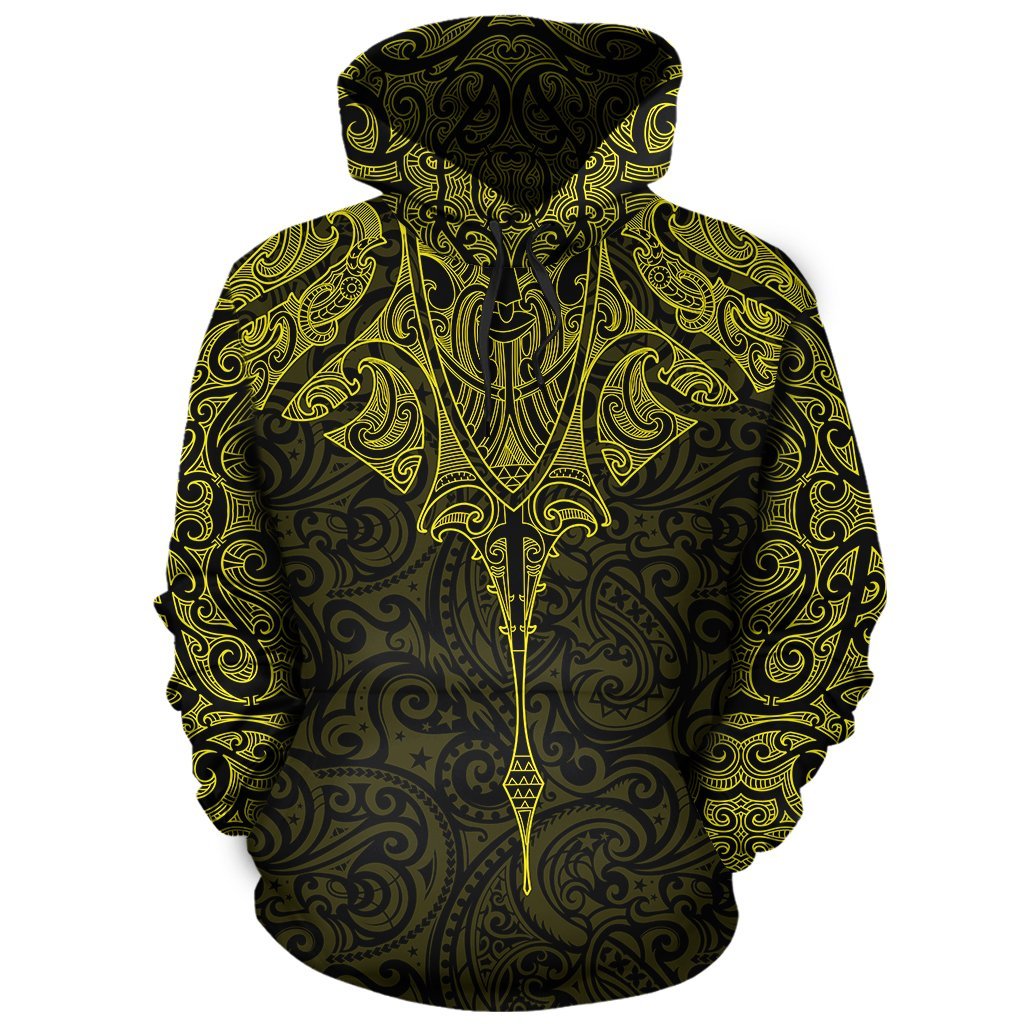 New Zealand Hoodie Manta Maori Ta Moko Yellow - Vibe Hoodie Shop