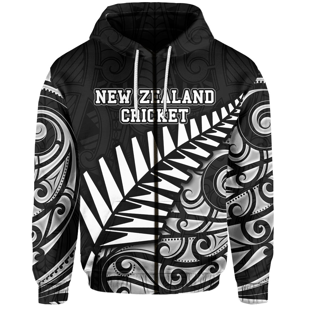 (Custom Personalised And Number) New Zealand National Cricket Team Zip Hoodie Maori Patterns LT6 - Vibe Hoodie Shop