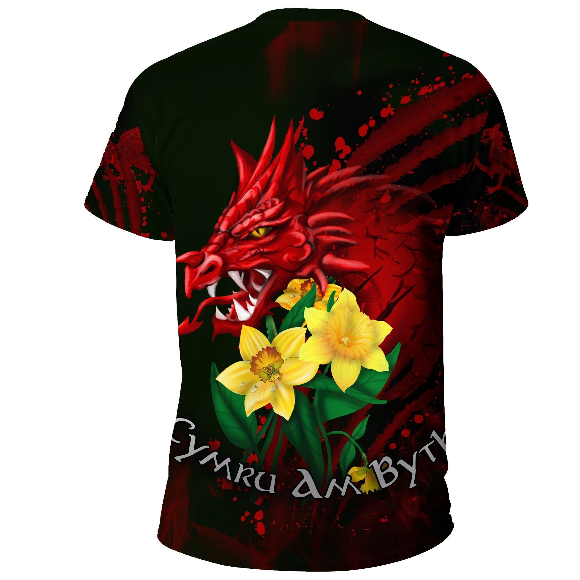 Wales T shirt, Cymru Am Byth Welsh Dragon Daffodil - Vibe Hoodie Shop