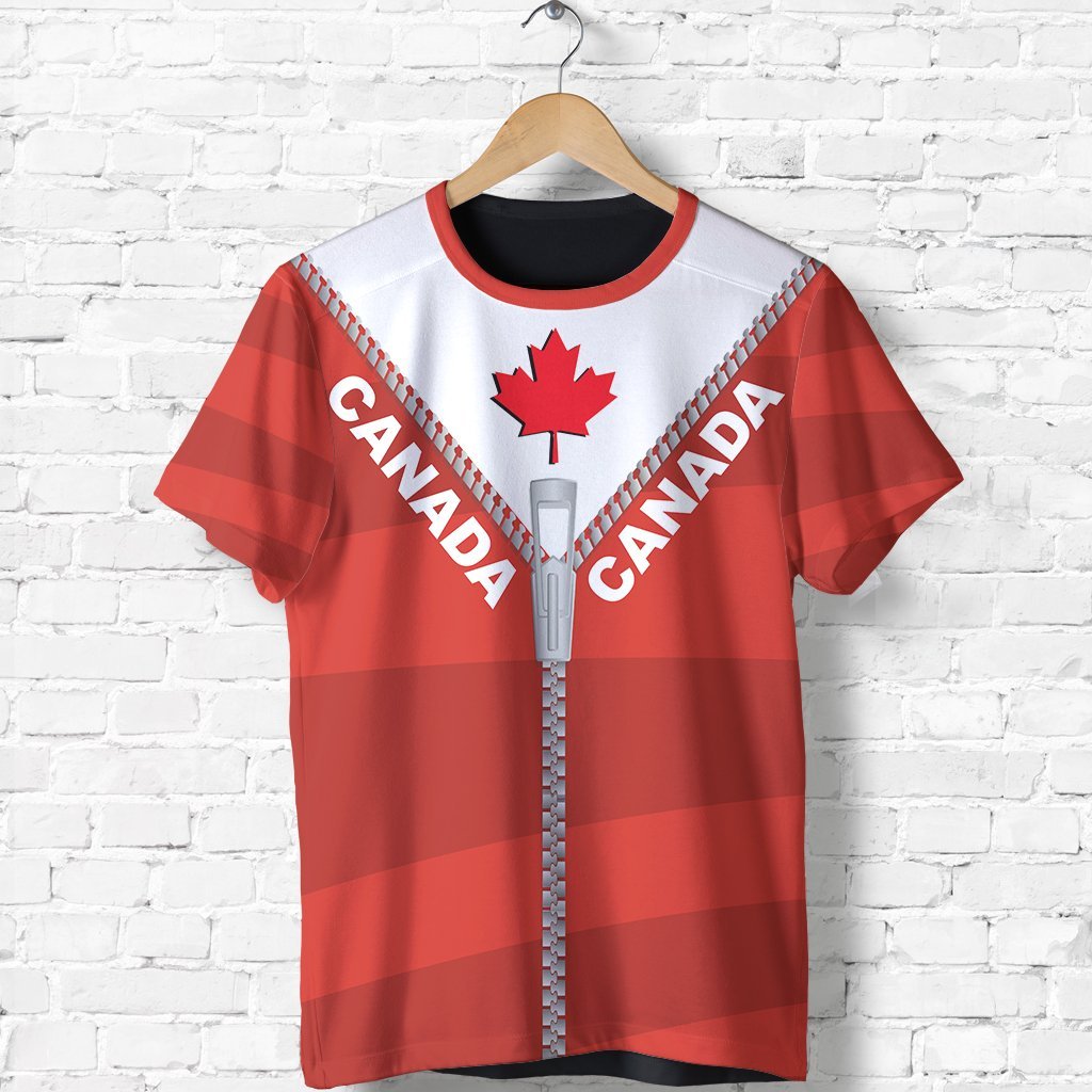 Canada T shirt With Straight Zipper Style Red - Vibe Hoodie Shop