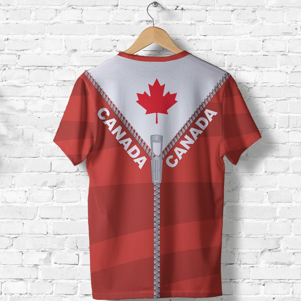 Canada T shirt With Straight Zipper Style Red - Vibe Hoodie Shop