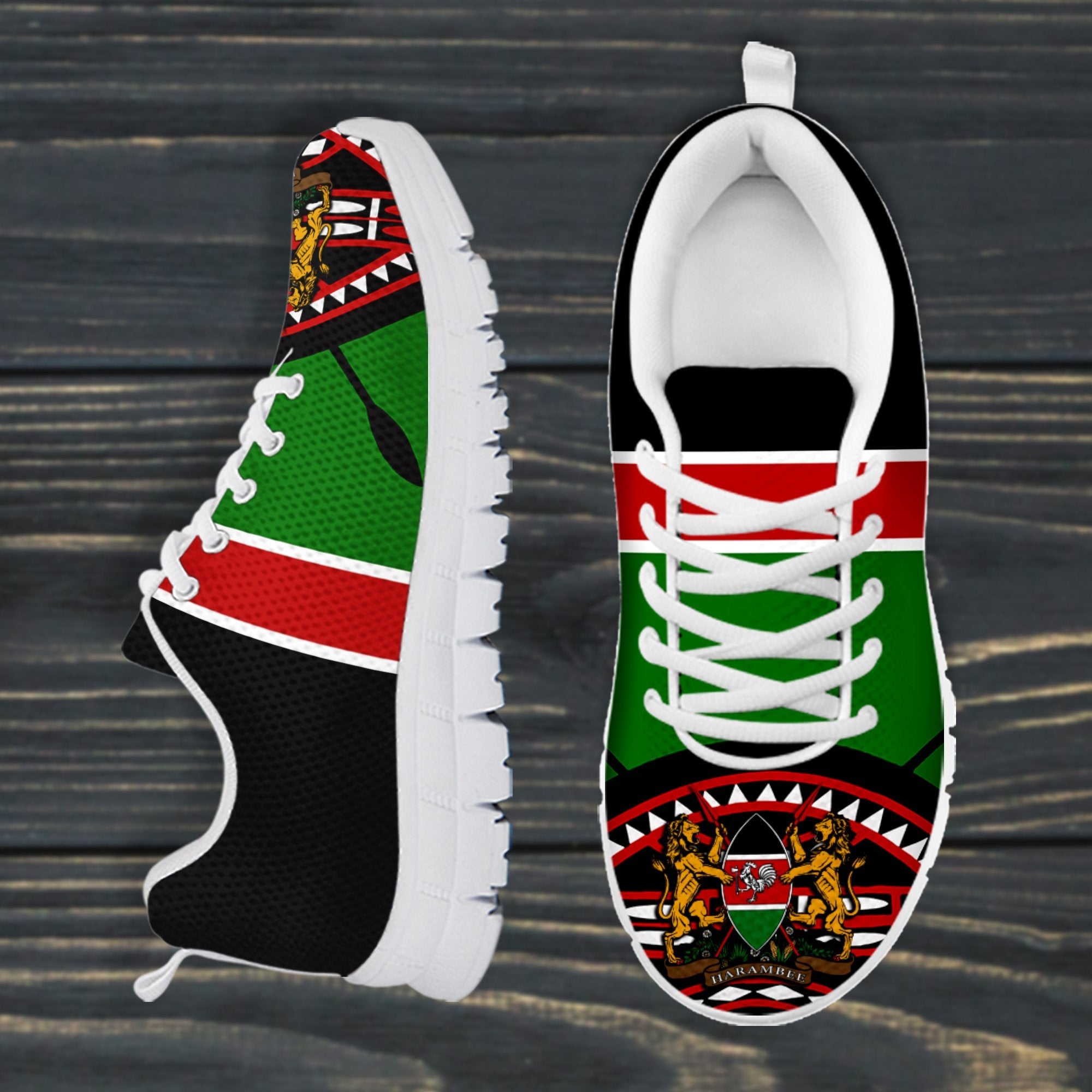 Kenya Rugby Lion Sneakers Maasai Shield - Vibe Hoodie Shop