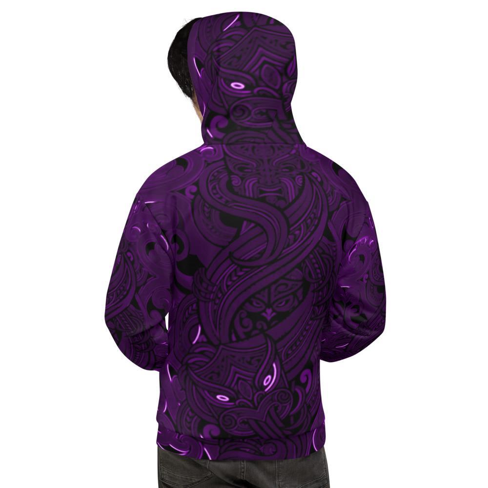 New Zealand Hoodie, Maori Gods Pullover Hoodie, Tumatauenga (God Of War) - Purple - Vibe Hoodie Shop