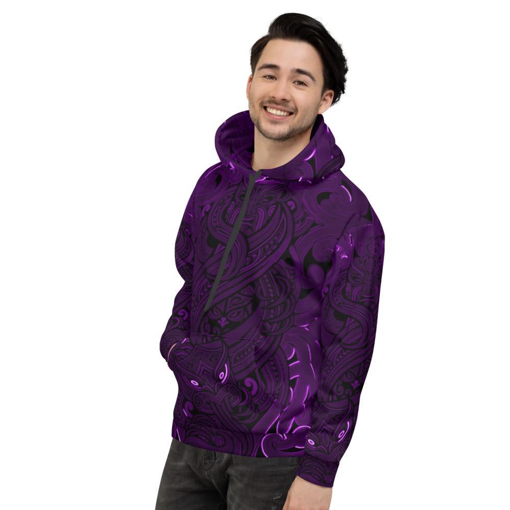 New Zealand Hoodie, Maori Gods Pullover Hoodie, Tumatauenga (God Of War) - Purple - Vibe Hoodie Shop