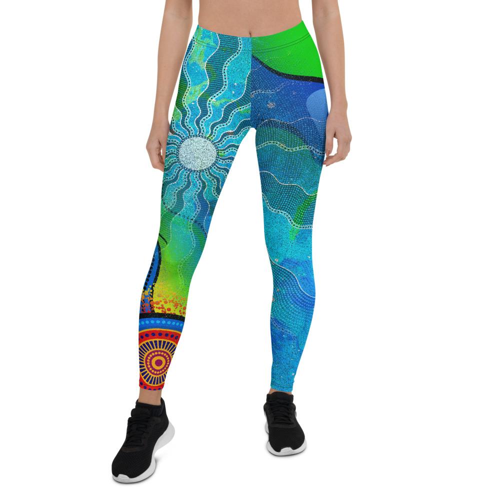 Leggings Torres Strait Islanders Flag with Aboriginal Patterns Tight Pants - Vibe Hoodie Shop