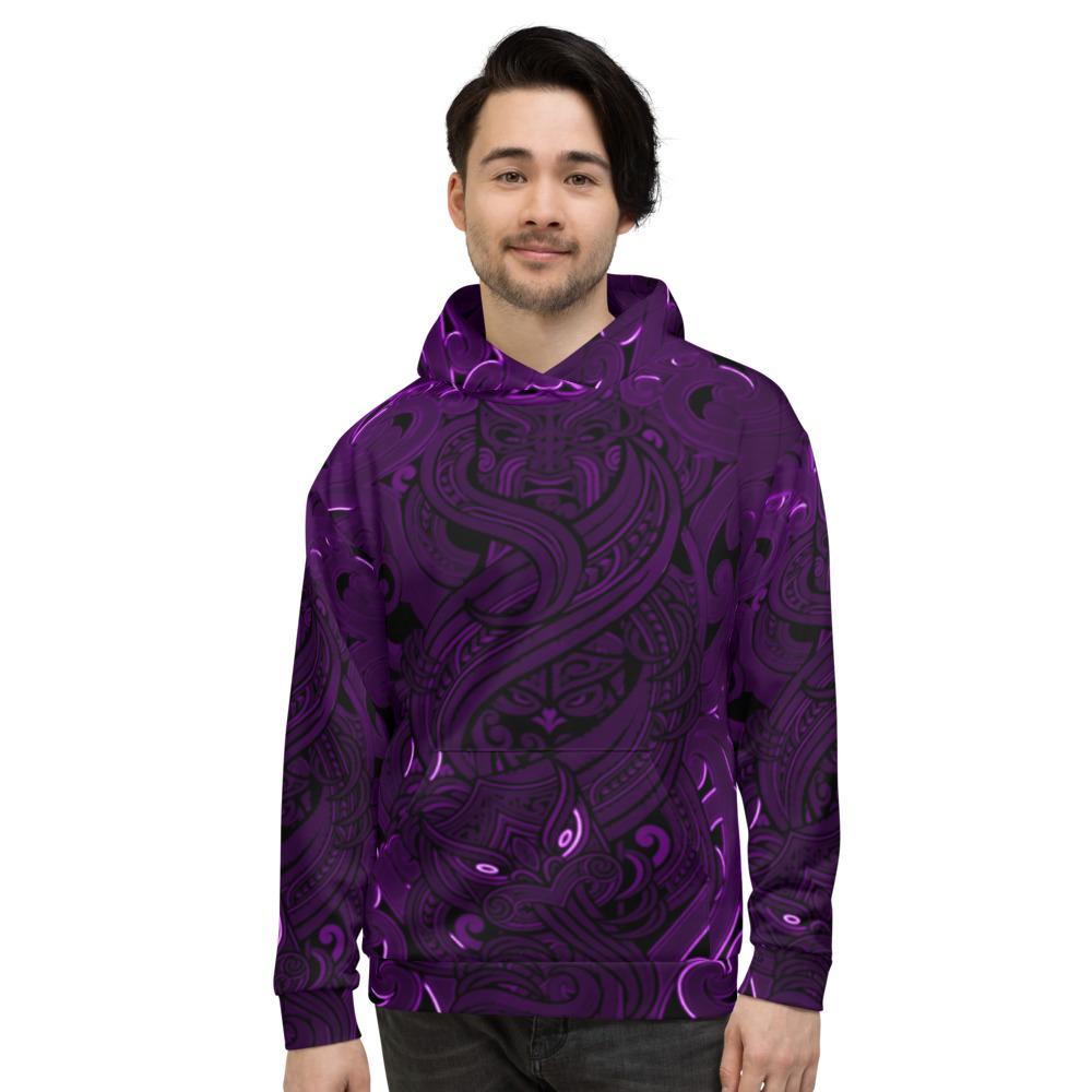 New Zealand Hoodie, Maori Gods Pullover Hoodie, Tumatauenga (God Of War) - Purple - Vibe Hoodie Shop