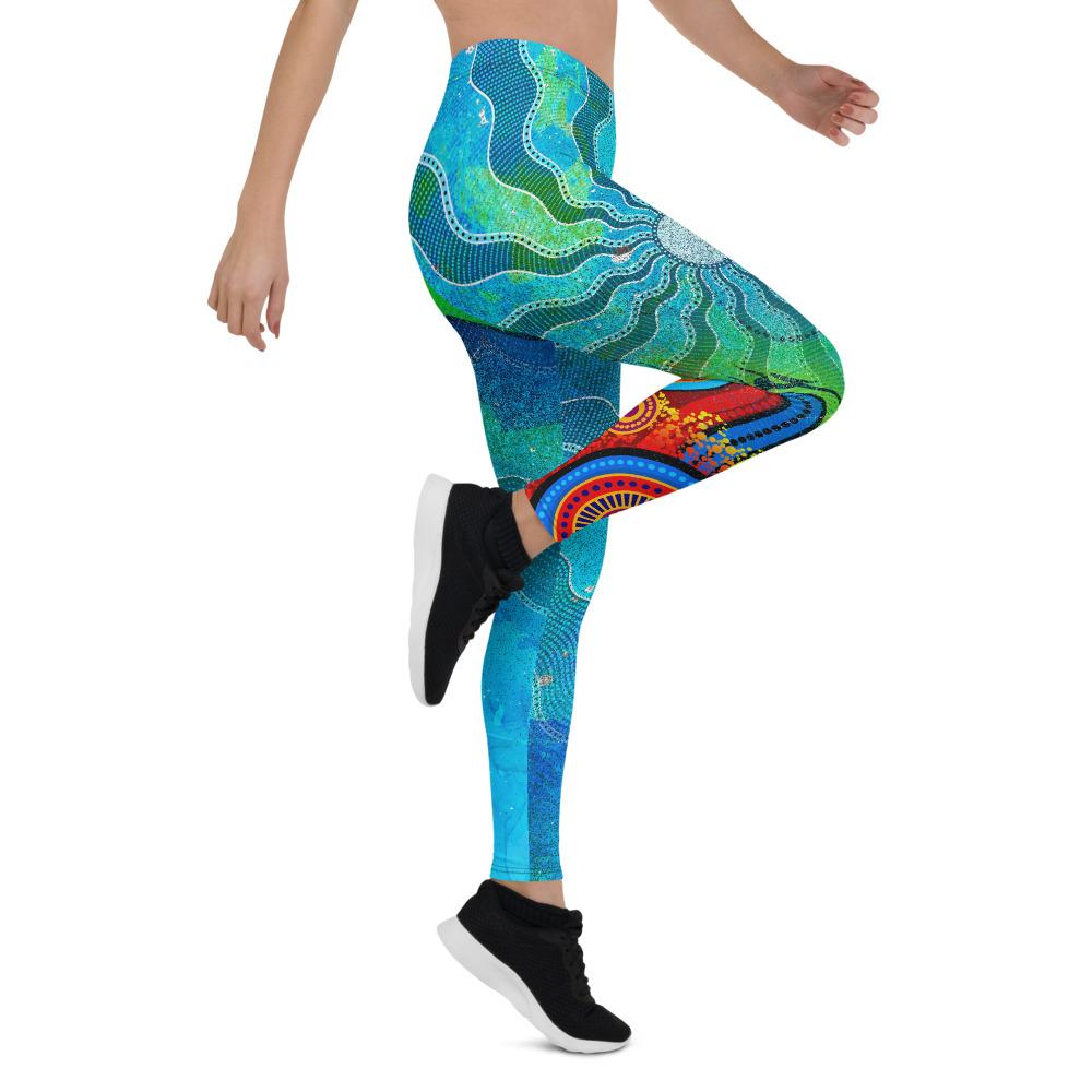 Leggings Torres Strait Islanders Flag with Aboriginal Patterns Tight Pants - Vibe Hoodie Shop