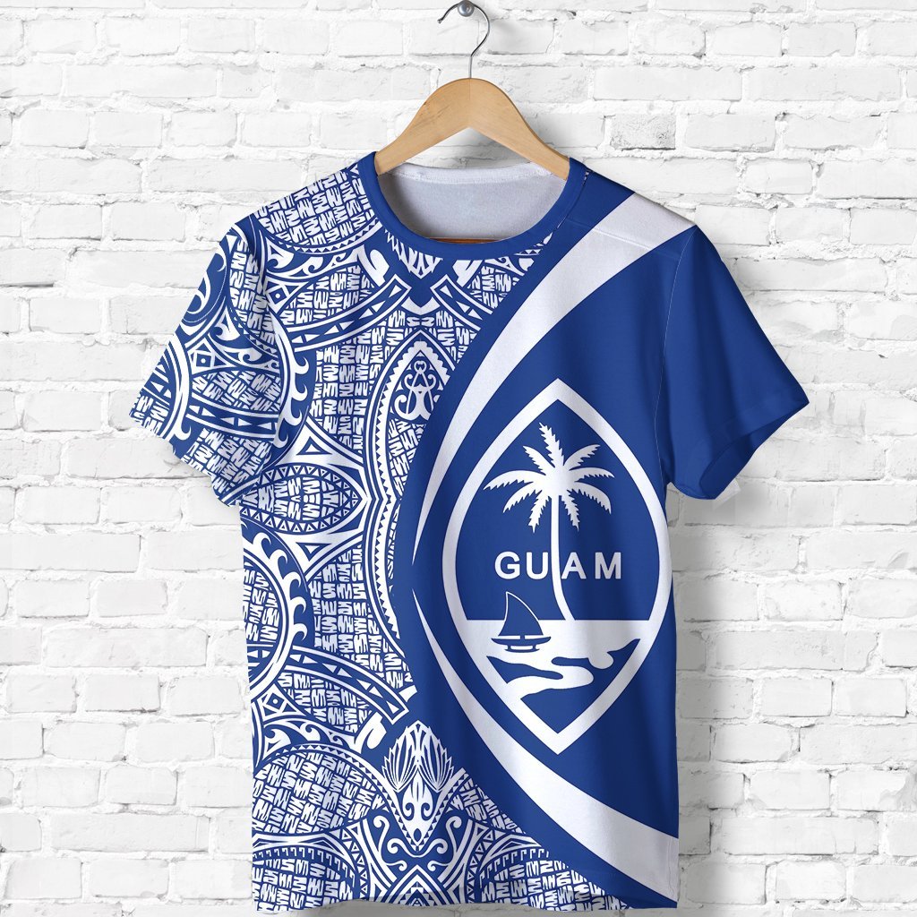 Guam Coat Of Arms T shirt - Circle Style - Blue - Vibe Hoodie Shop