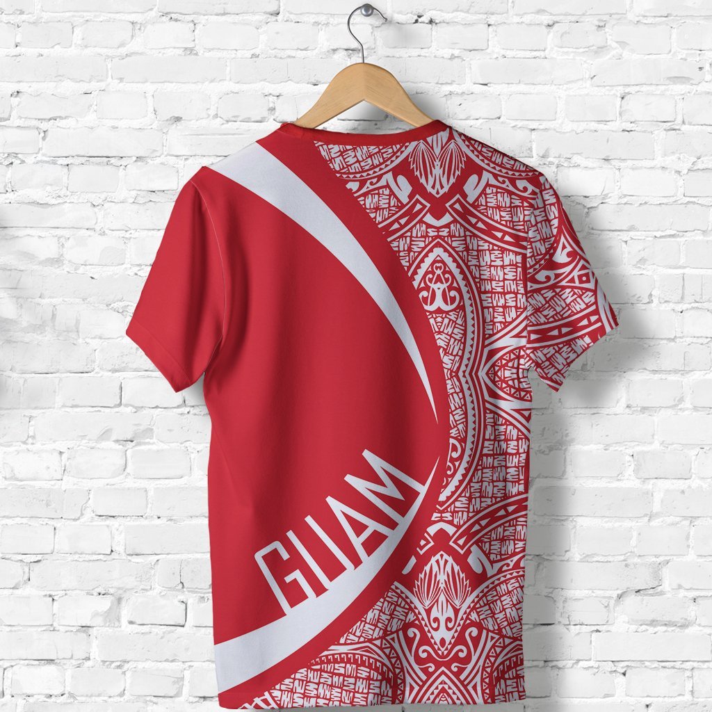 Guam Coat Of Arms T shirt - Circle Style - Red - Vibe Hoodie Shop