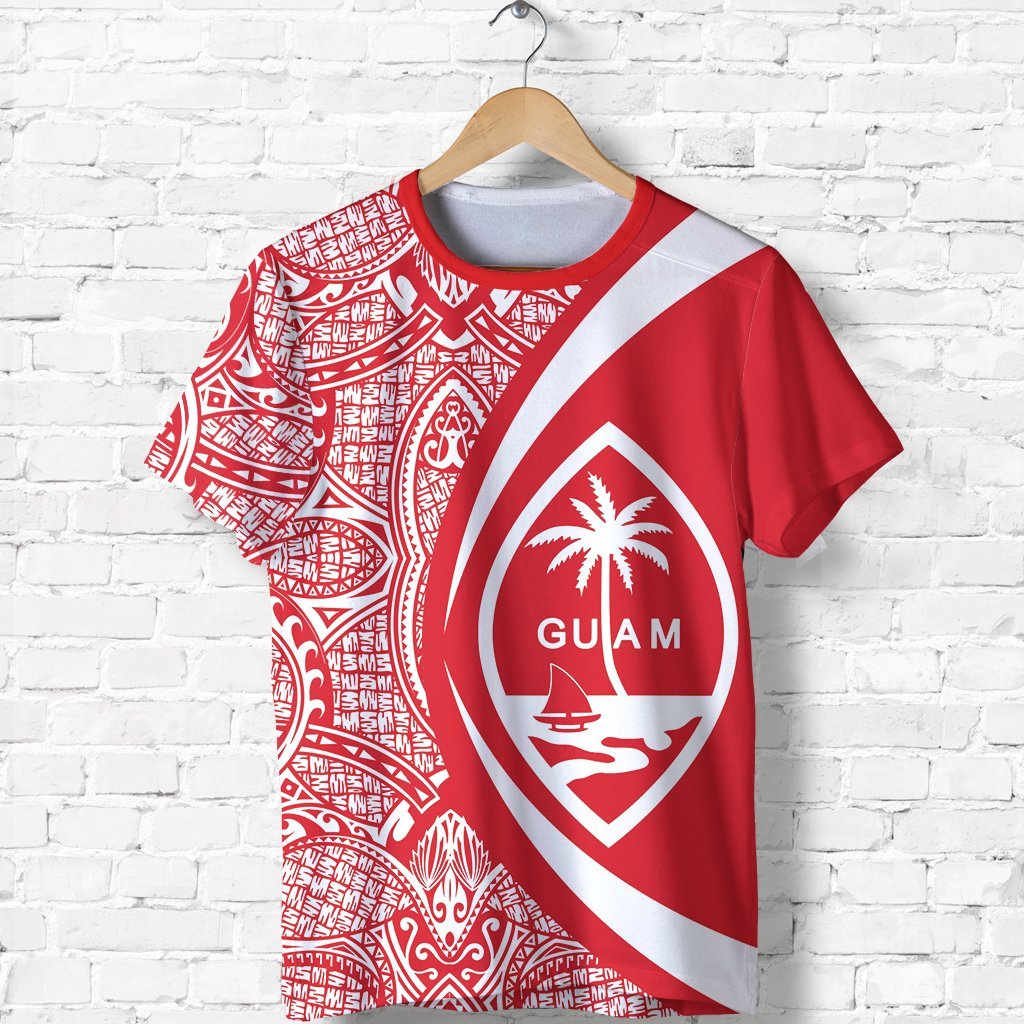 Guam Coat Of Arms T shirt - Circle Style - Red - Vibe Hoodie Shop