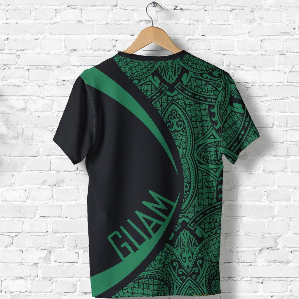 Guam Coat Of Arms T shirt - Circle Style - Green - Vibe Hoodie Shop