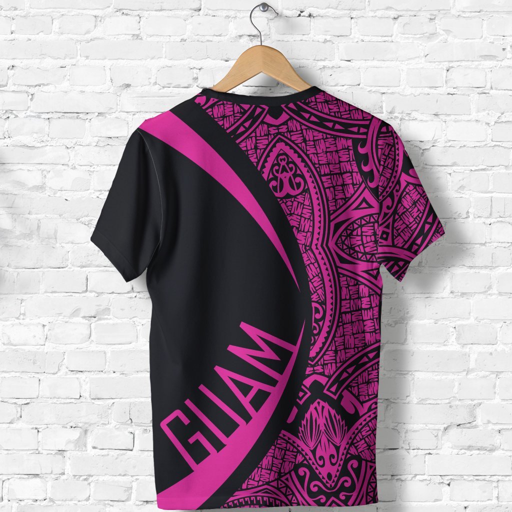 Guam Coat Of Arms T shirt - Circle Style - Pink - Vibe Hoodie Shop