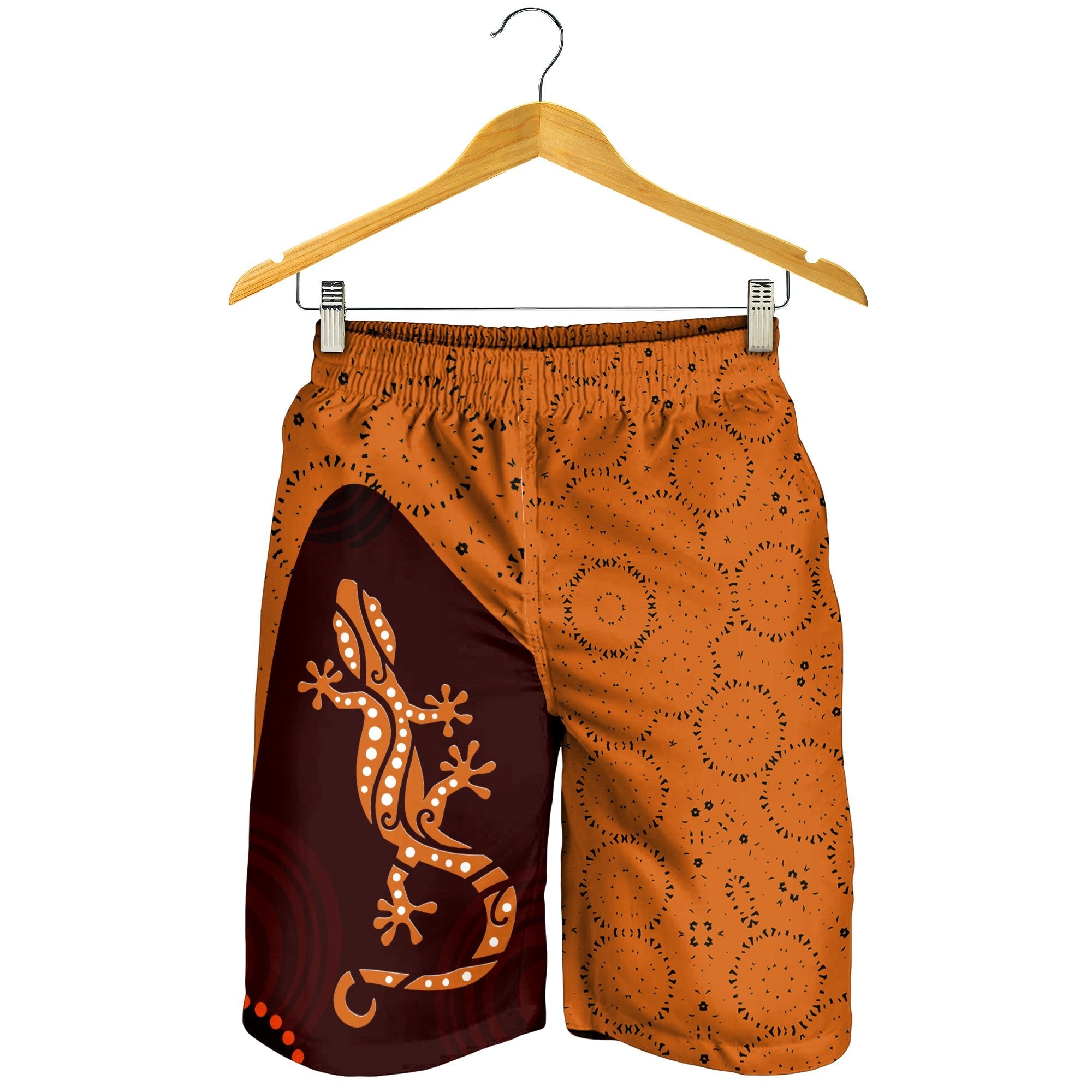 Aboriginal Men Shorts - Lizard in Aboriginal Dreaming - Vibe Hoodie Shop