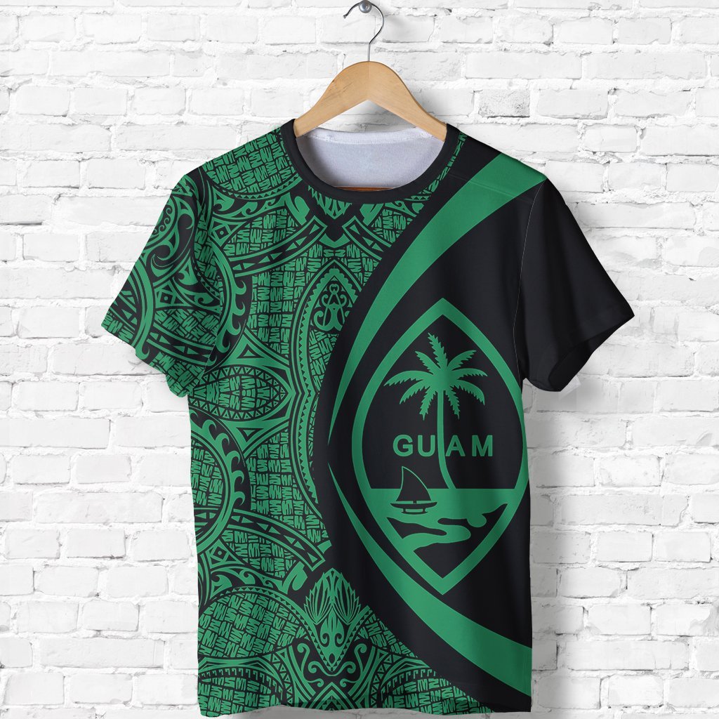 Guam Coat Of Arms T shirt - Circle Style - Green - Vibe Hoodie Shop