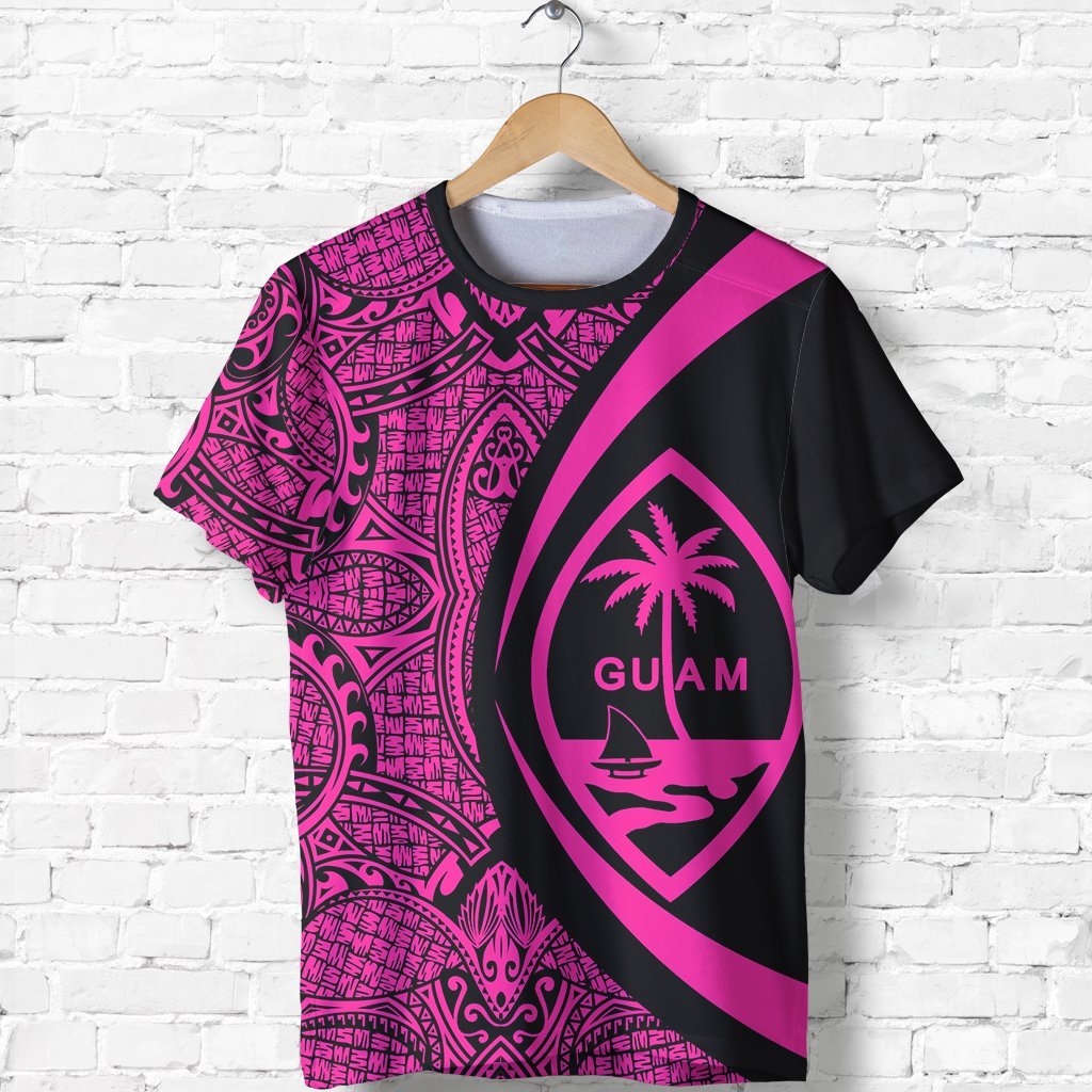 Guam Coat Of Arms T shirt - Circle Style - Pink - Vibe Hoodie Shop