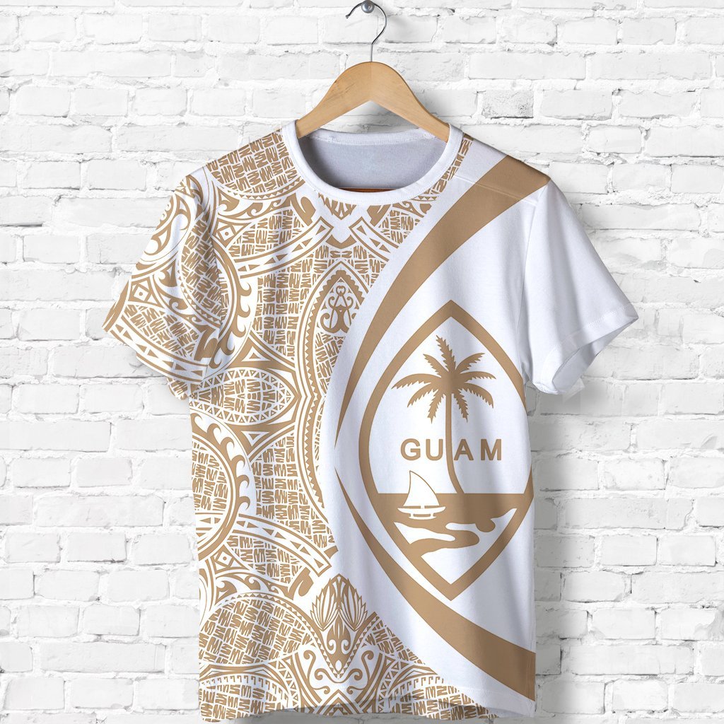 Guam Coat Of Arms T shirt - Circle Style - Gold - Vibe Hoodie Shop