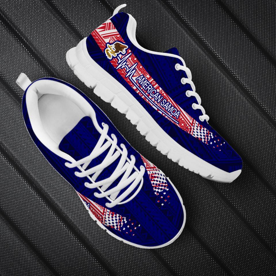 American Samoa Heartbeat Sneakers - Polynesian Pattern - Vibe Hoodie Shop