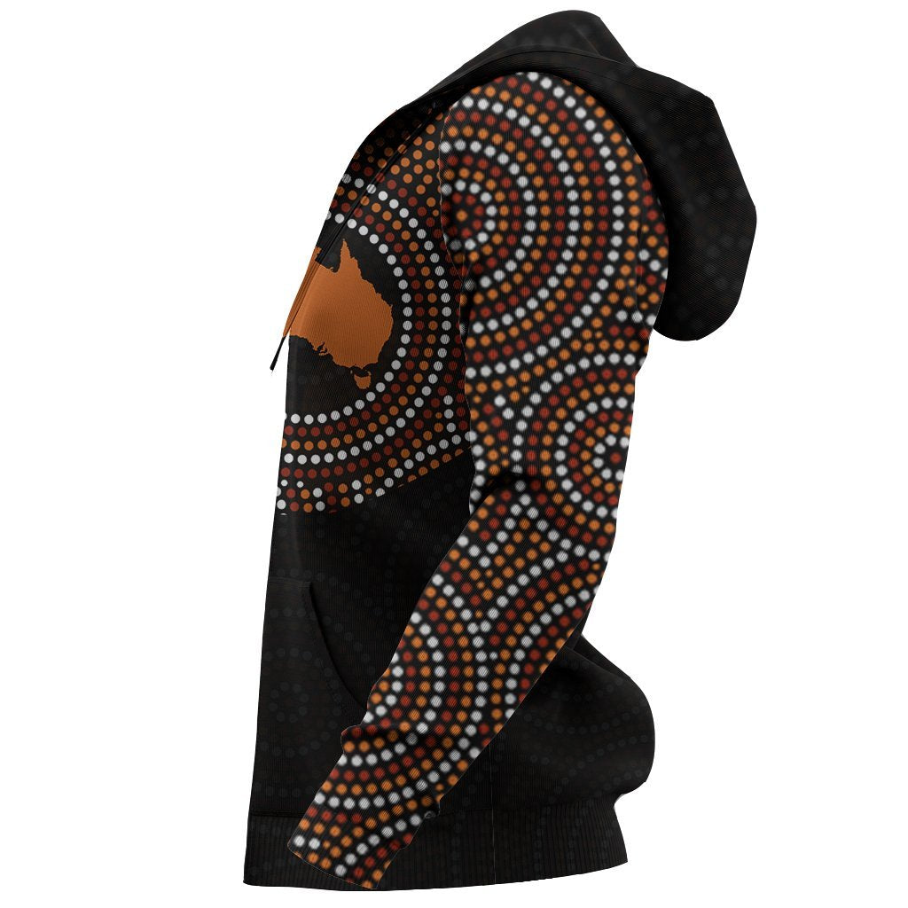 Aboriginal Hoodie, Australia Map Dot Painting Tattoo - Vibe Hoodie Shop