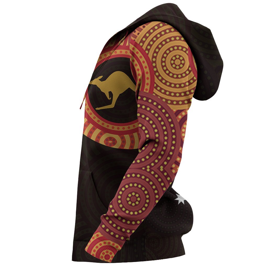 Aboriginal Hoodie, Kangaroo Patterns Australia Dot Painting - Vibe Hoodie Shop