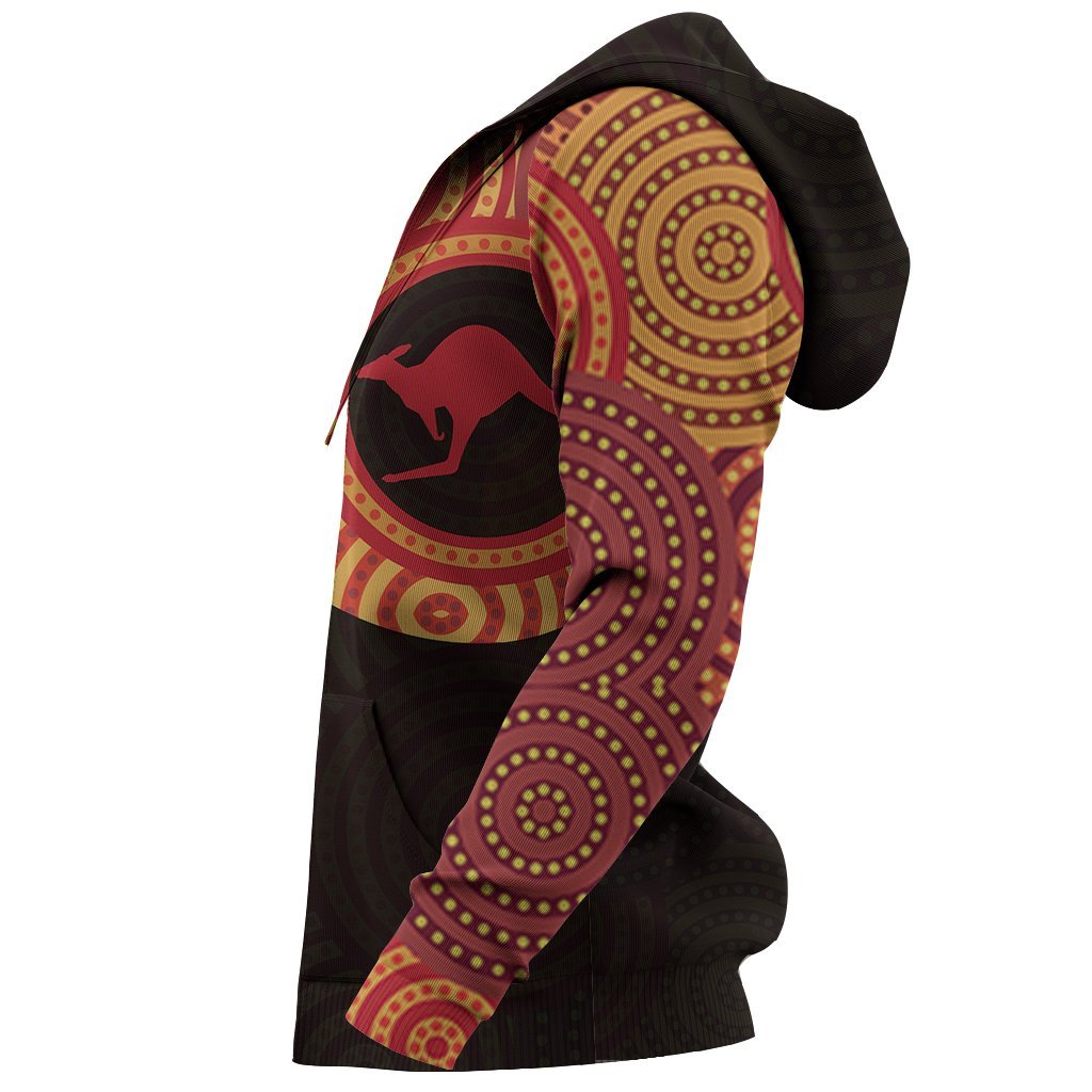 Aboriginal Zip Up Hoodie - Kangaroo Patterns Australian Dot Painting Tattoo - Vibe Hoodie Shop