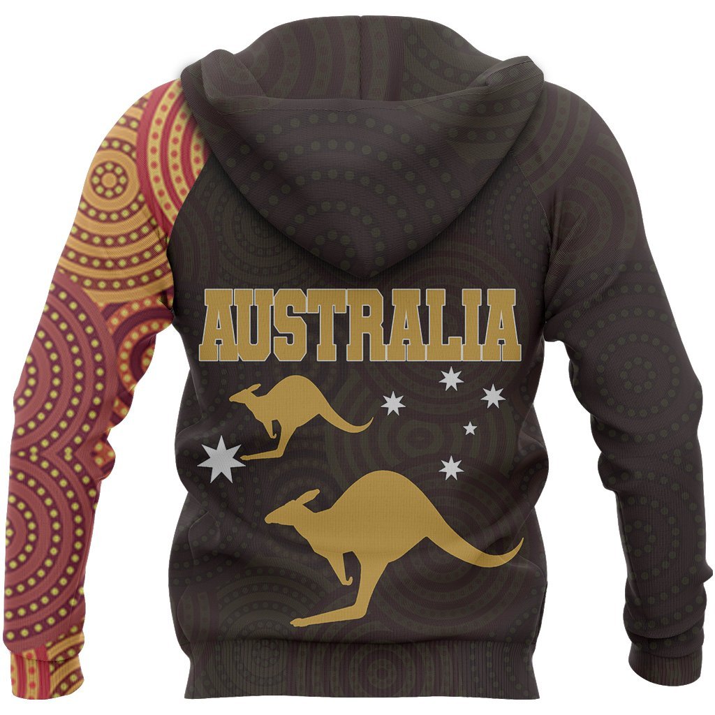 Aboriginal Hoodie, Kangaroo Patterns Australia Dot Painting - Vibe Hoodie Shop